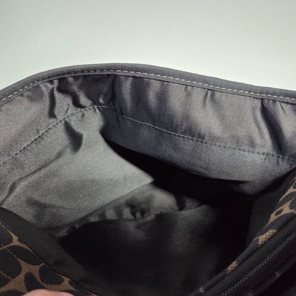 Fossil Purse Brown Black Signature Canvas Tote Shoulder Bag Boho Preppy Travel - Picture 12 of 13